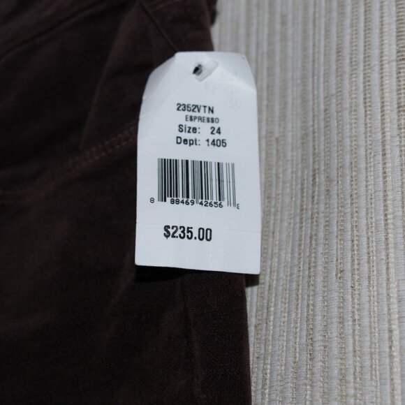 L'AGENCE Marguerite espresso brown Skinny High Rise velvet pants Size:24 - Picture 2 of 6